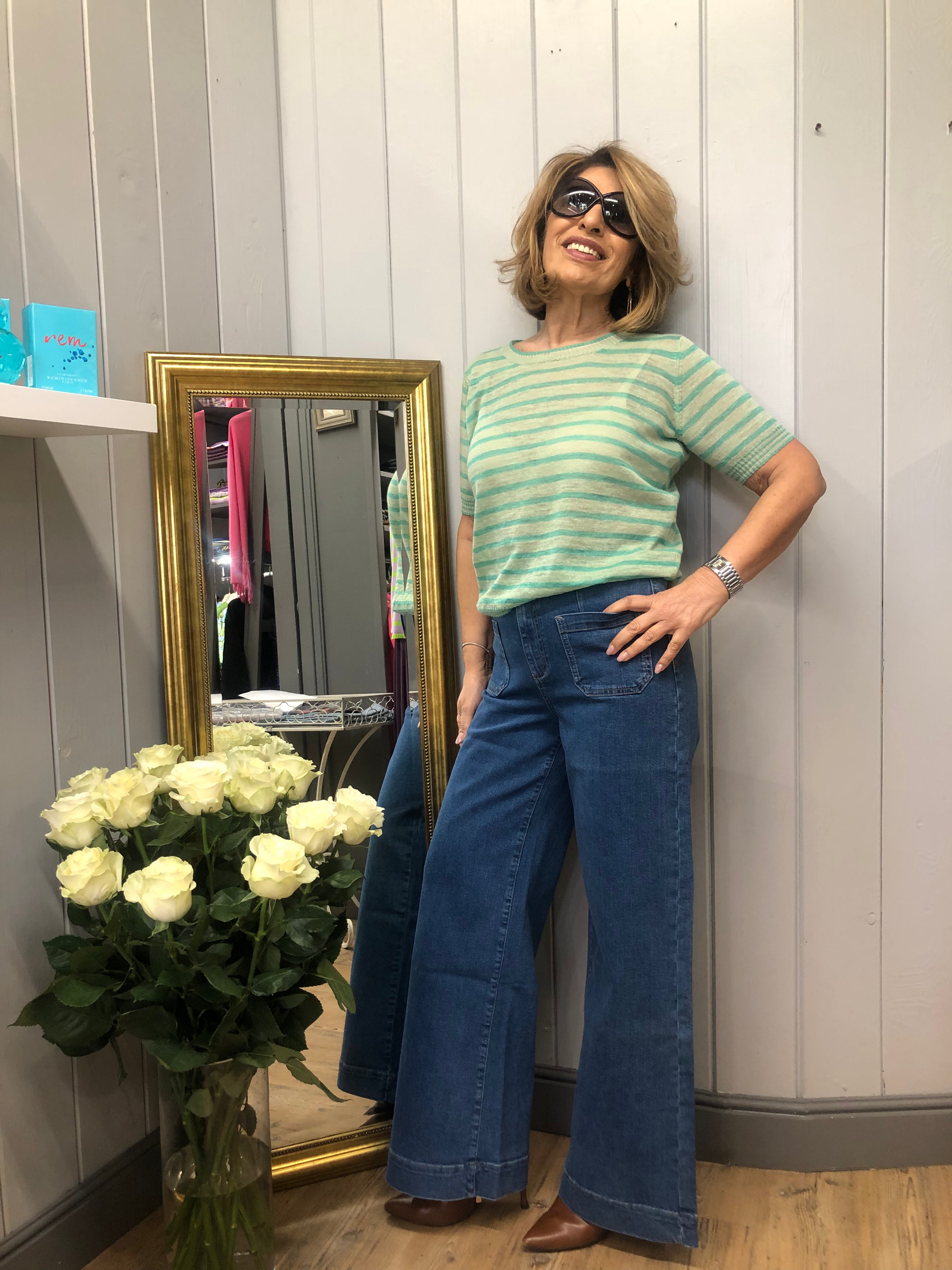 T-shirt summer linen a righe - Maliparmi
