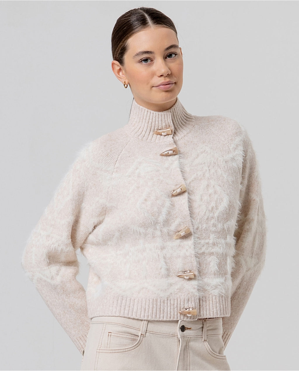 Cardigan in maglia a collo alto - Surkana