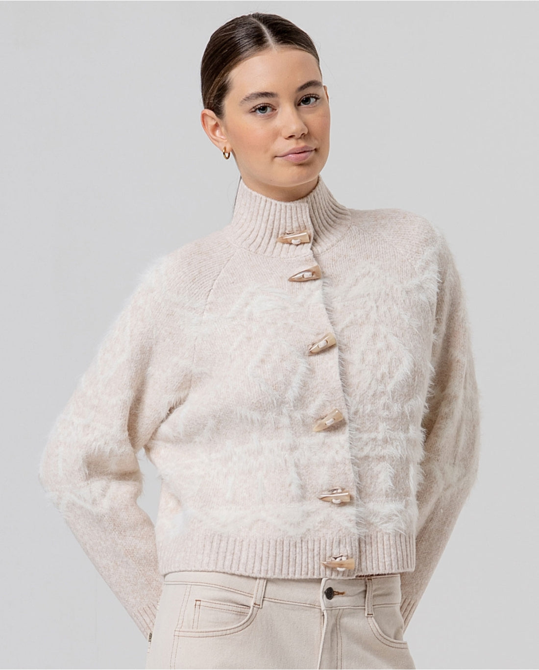 Cardigan in maglia a collo alto - Surkana
