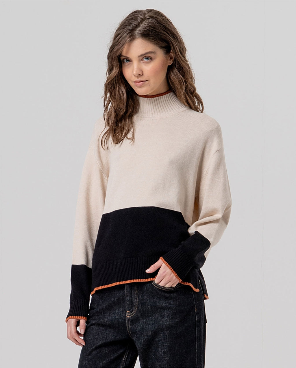 Maglione lupetto bicolore - Surkana