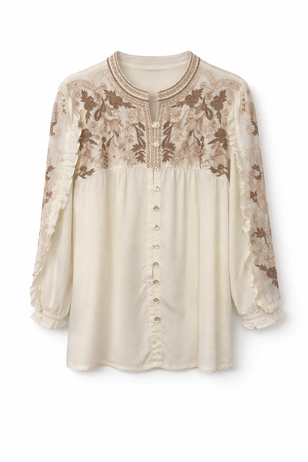 Camicia latte ricamo - Pahiesa Formentera