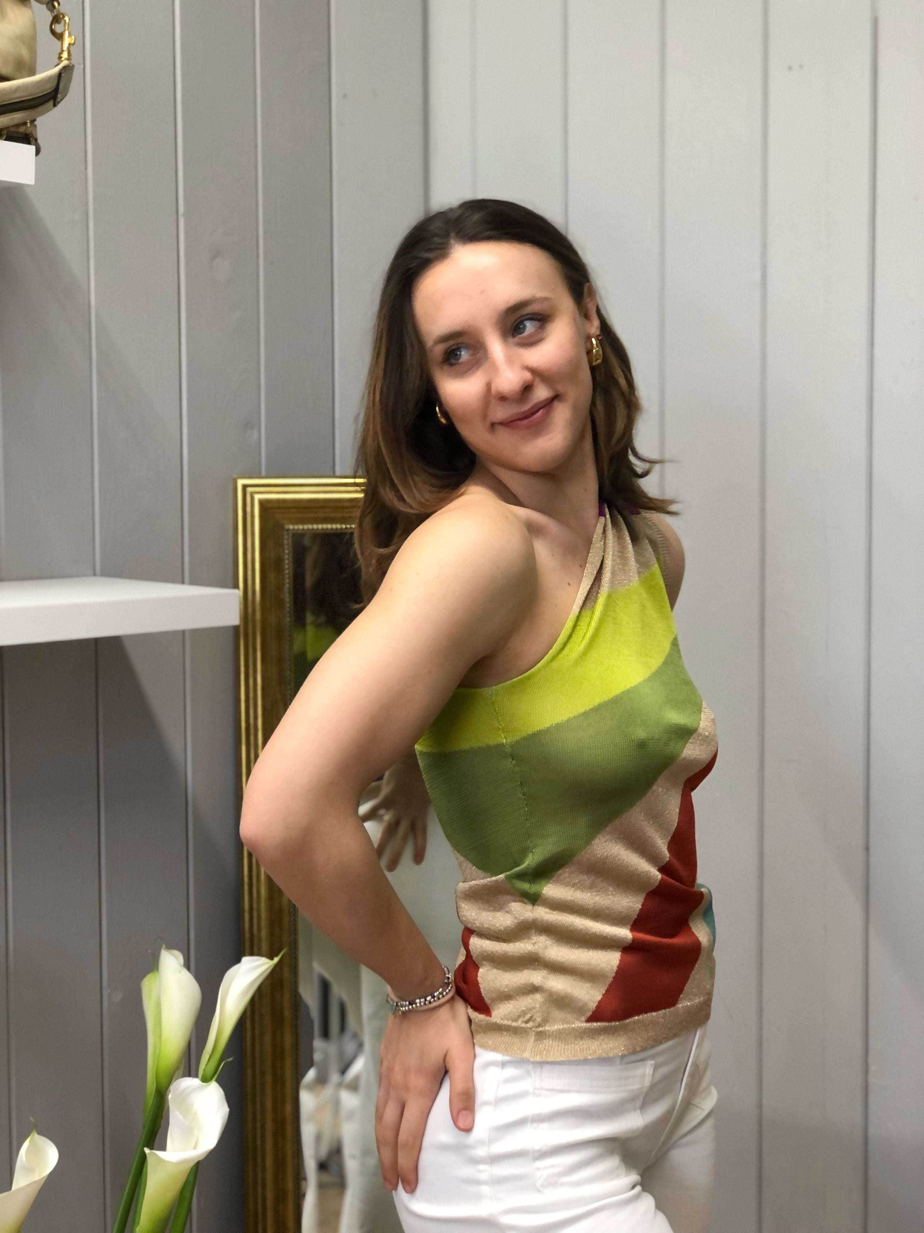 Top asimmetrico a righe lurex - Iscoming